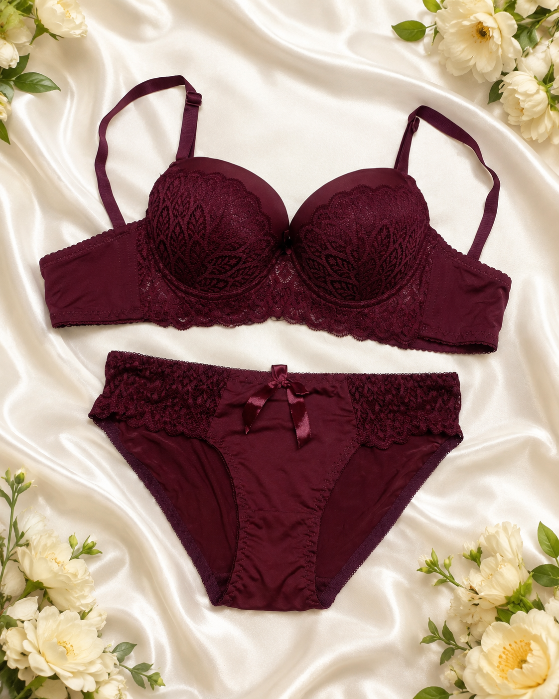 Scalloped Lace Underwire Bra & Panty Set – Vellure (view 16)