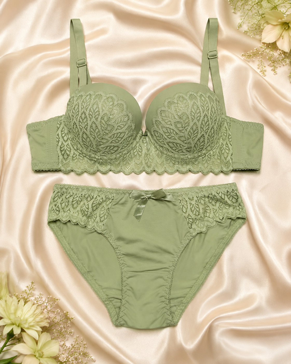 Scalloped Lace Underwire Bra & Panty Set – Vellure (view 15)