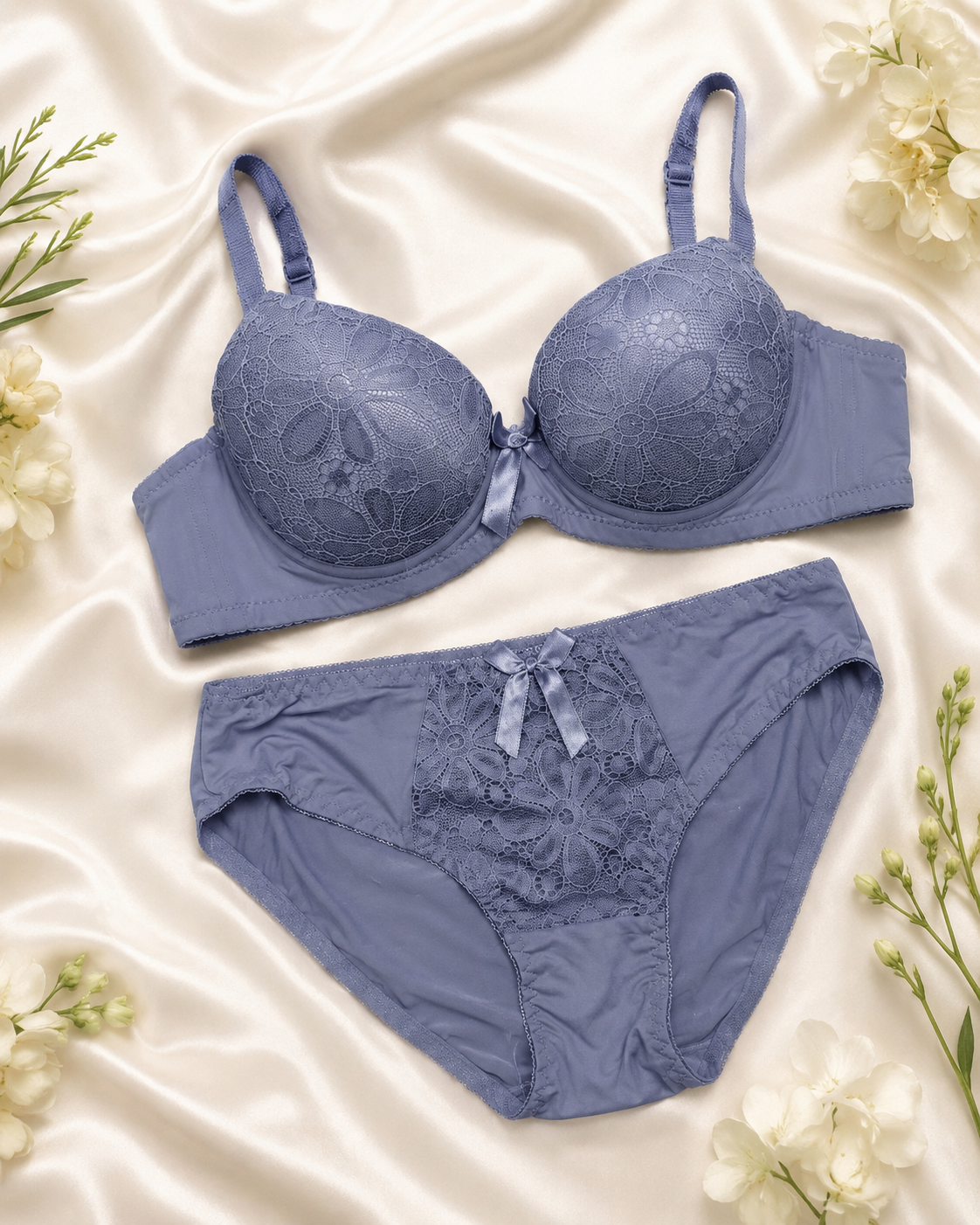 Floral Lace Underwire Bra & Panty Set – Vellure (view 16)