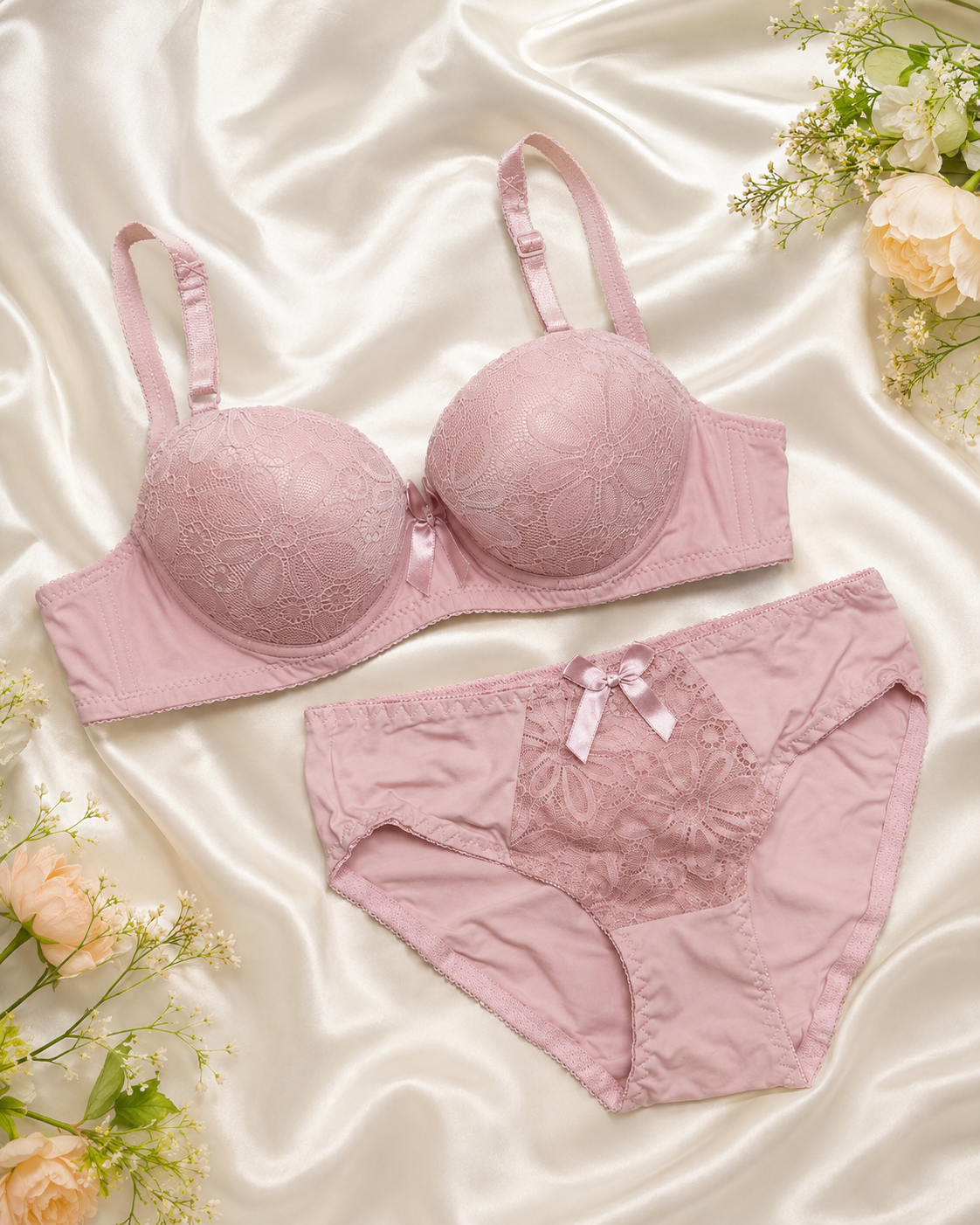 Floral Lace Underwire Bra & Panty Set – Vellure (view 14)