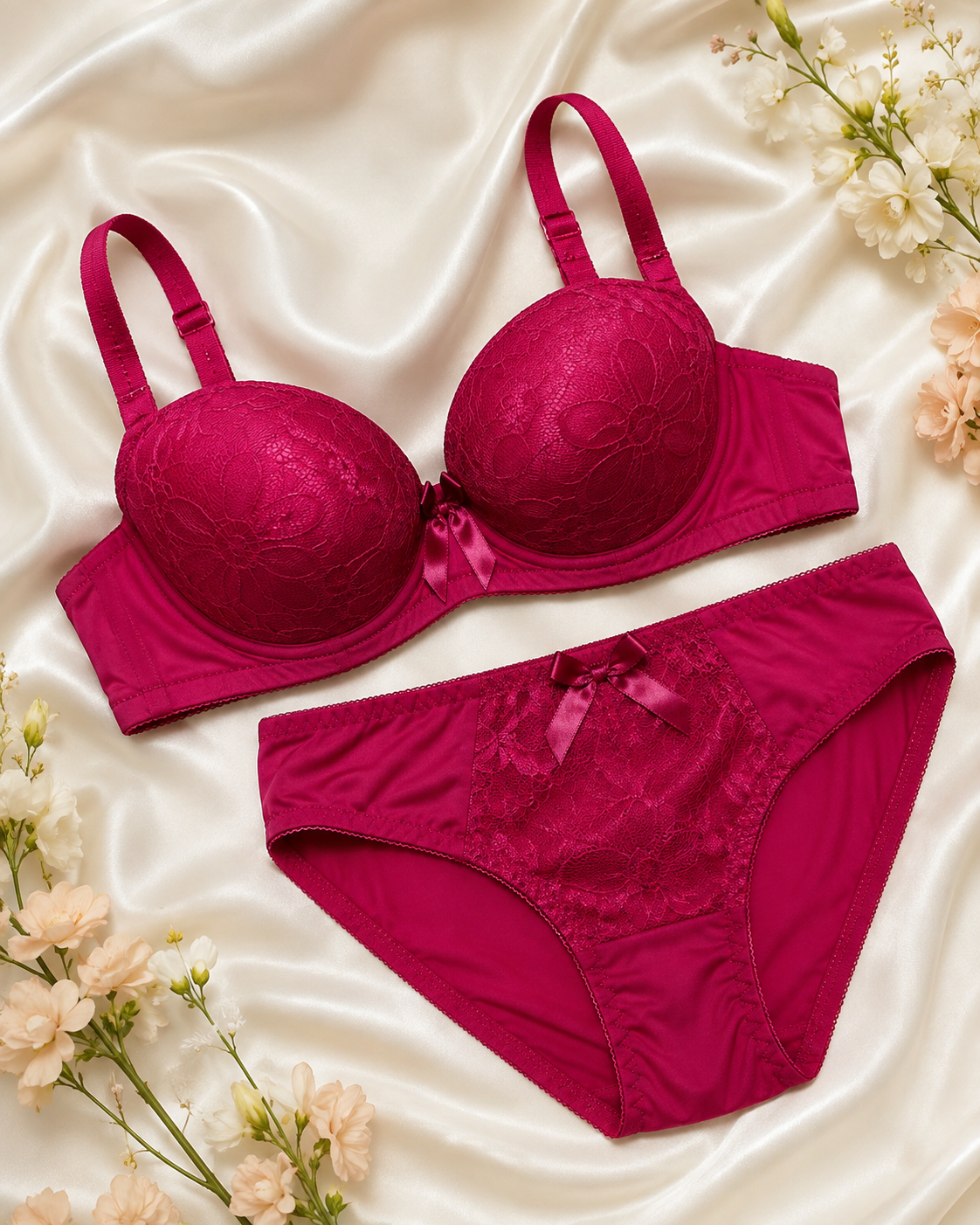 Floral Lace Underwire Bra & Panty Set – Vellure (view 13)