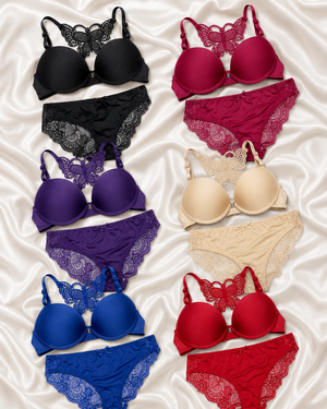 Butterfly Lace Padded Push-Up Bra & Panty Set – Vellure (view 13)