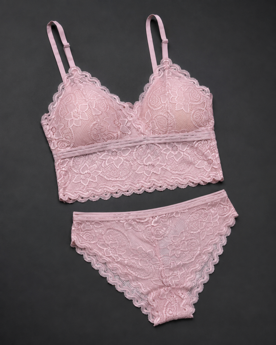 Scalloped Lace Bralette & Panty Set – Vellure (view 18)