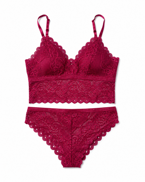 Scalloped Lace Bralette & Panty Set – Vellure