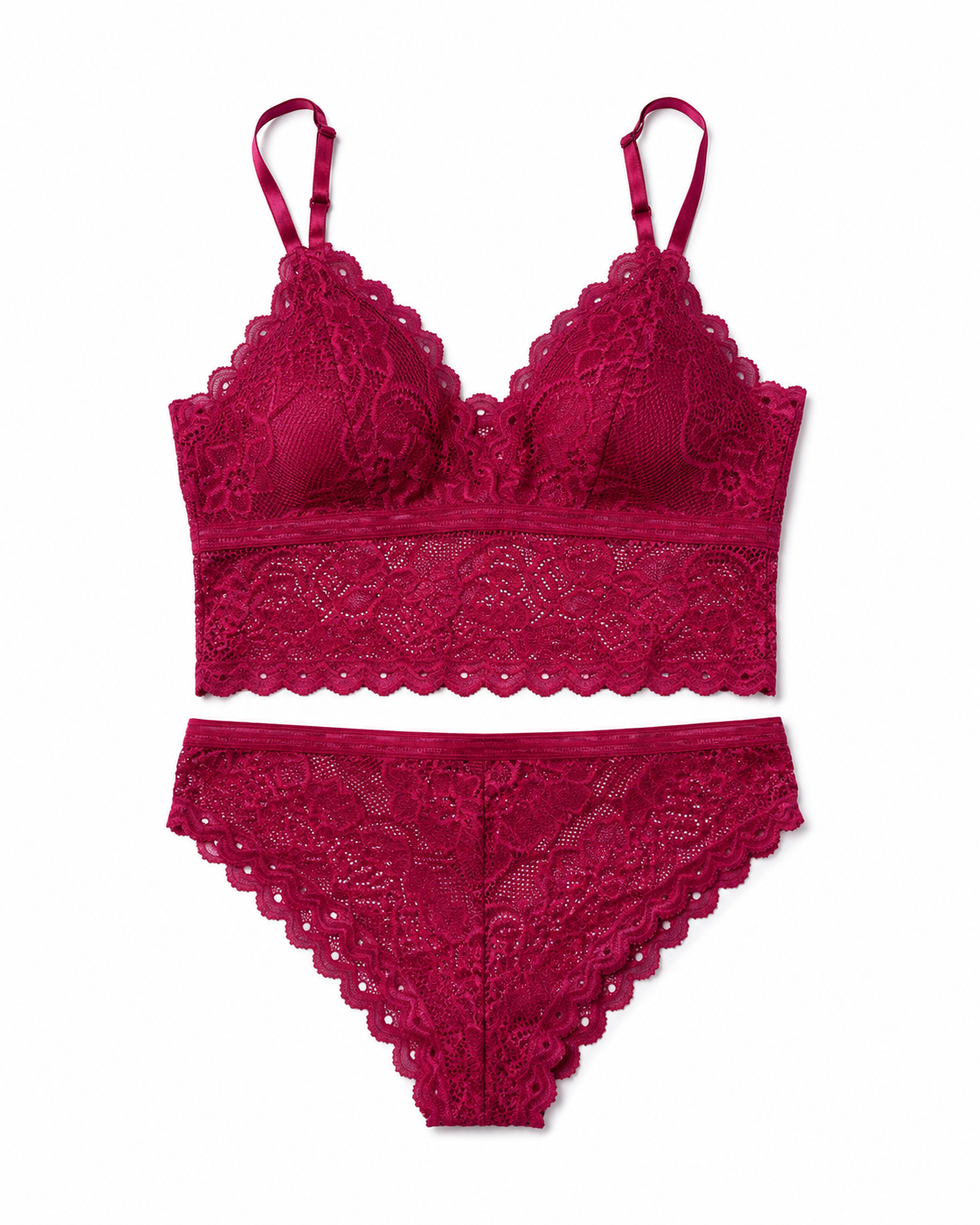 Scalloped Lace Bralette & Panty Set – Vellure