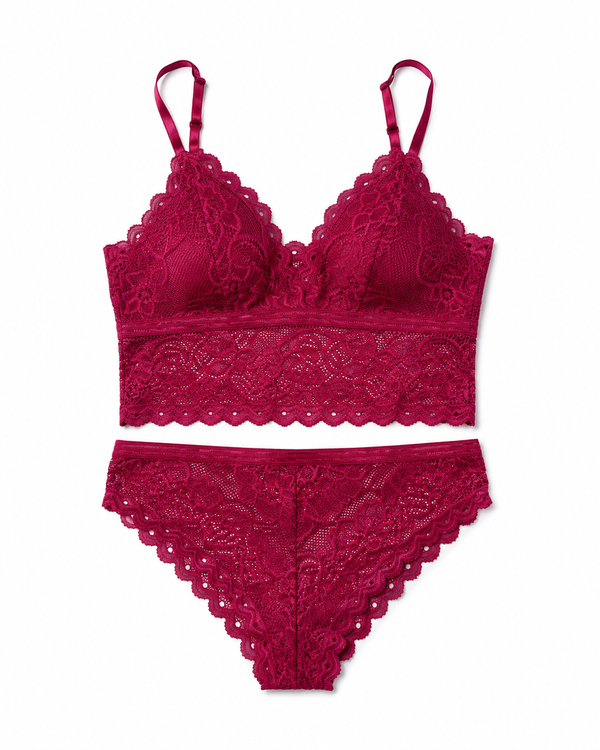 Scalloped Lace Bralette & Panty Set – Vellure