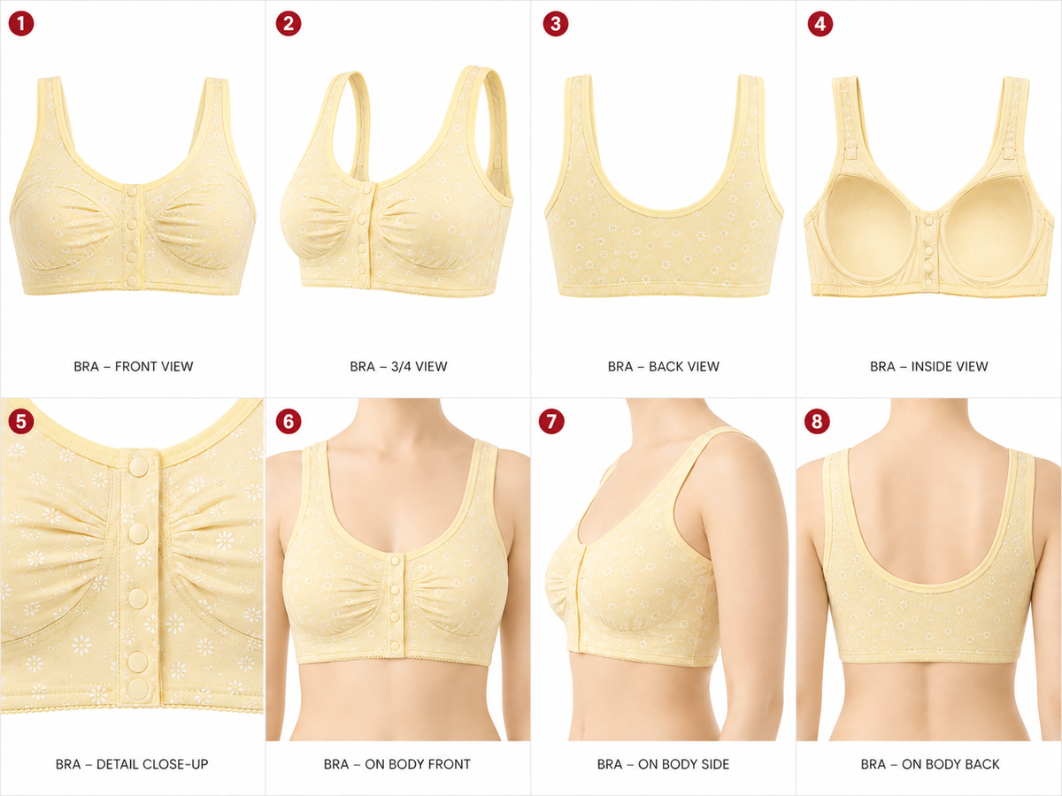 Daisy Print Front-Button Bra – Vellure (view 3)