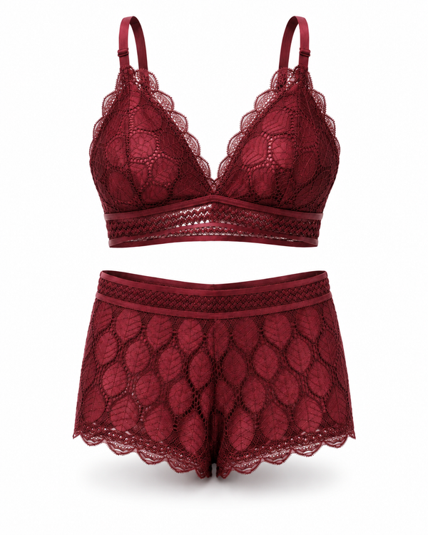 Leaf Lace Bralette & Shorts Set – Vellure