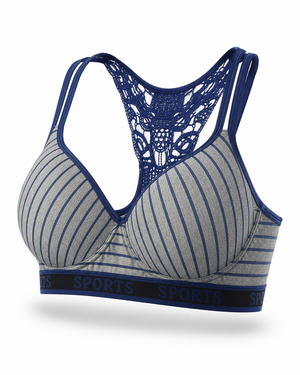 Striped Lace Racerback Sports Bra – Vellure (view 4)
