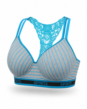 Striped Lace Racerback Sports Bra – Vellure (view 5)