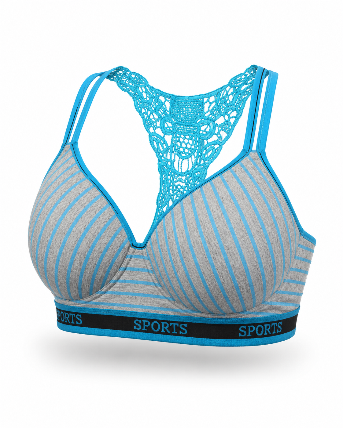 Striped Lace Racerback Sports Bra – Vellure (view 5)
