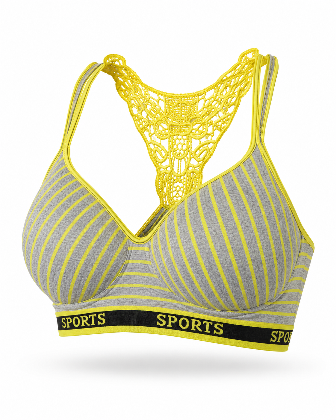 Striped Lace Racerback Sports Bra – Vellure (view 3)
