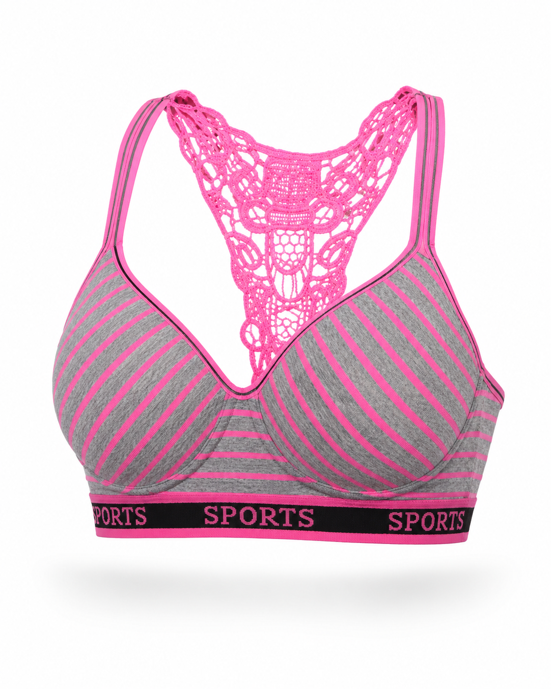 Striped Lace Racerback Sports Bra – Vellure
