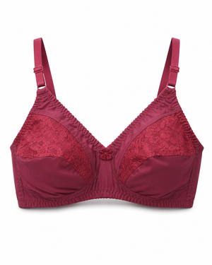 Everyday Comfort Cotton Bra – Lace Panel, Wire-Free Full Coverage – Vellure (view 7)