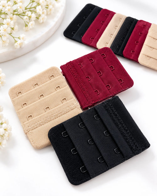 Bra extender in black, maroon and skin