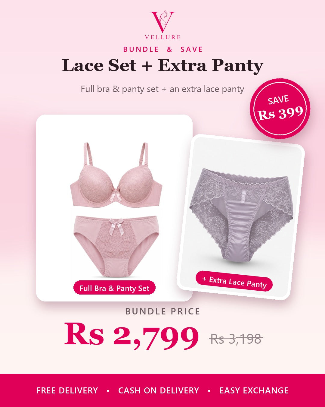 Lace Bra Set + Extra Lace Panty