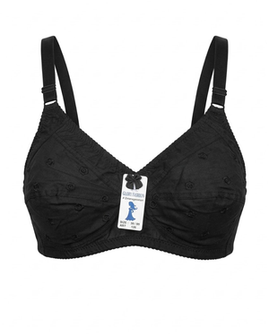 Cotton Bra with Flowers in Black – Vellure