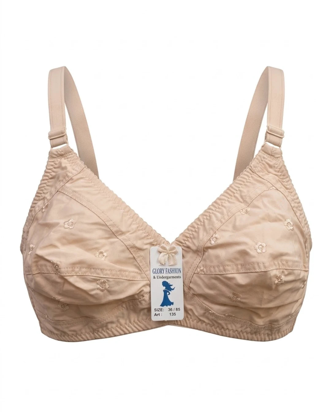 Cotton Bra with Flowers in Skin – Vellure