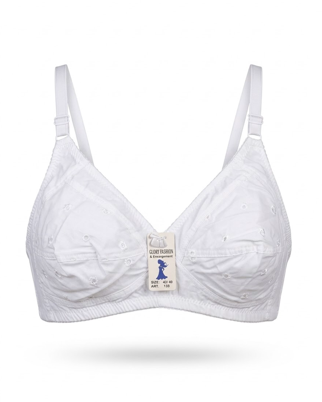 Cotton Bra with Flowers in White – Vellure