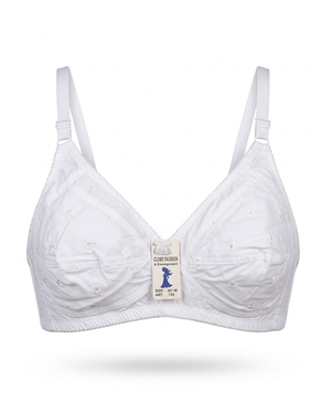 Cotton Bra with Flowers in White – Vellure