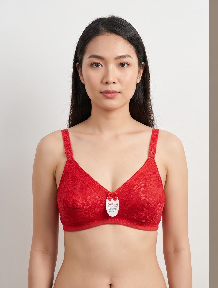 Lace Full Coverage Cotton Net Bra – Vellure (view 5)