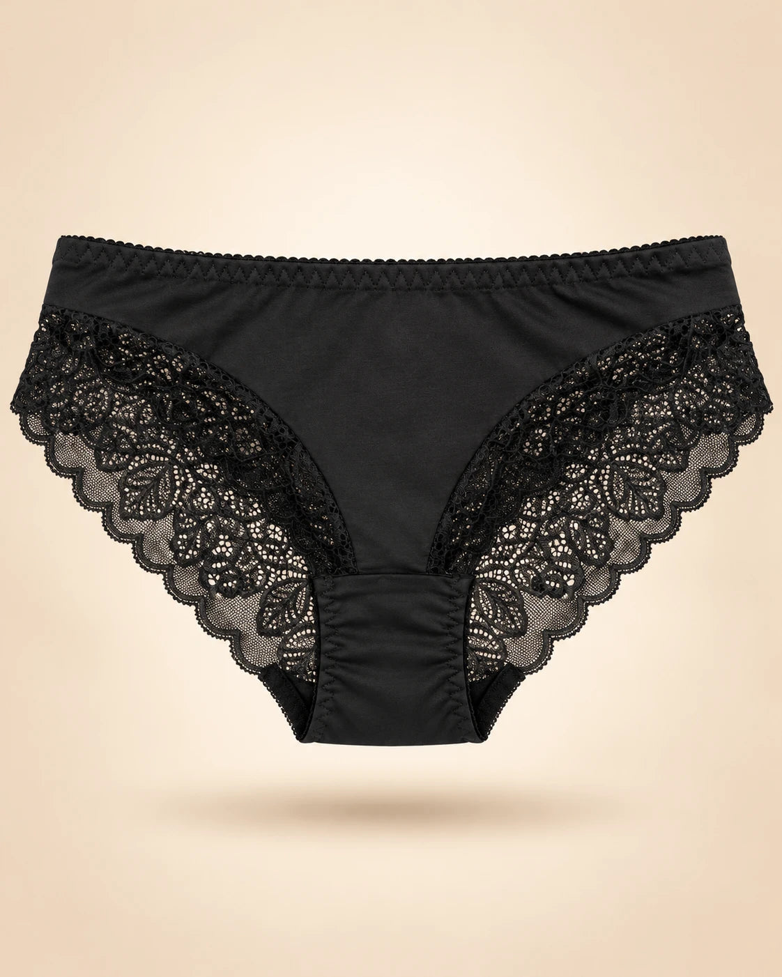 Lace back bikini brief in Black