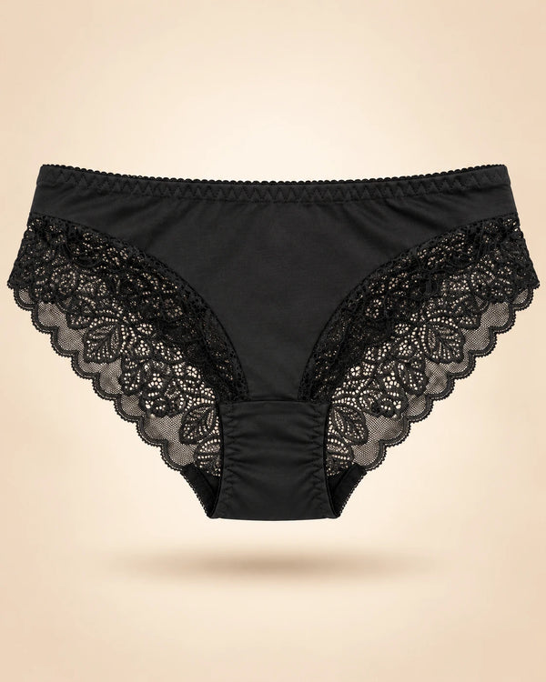Lace back bikini brief in Black