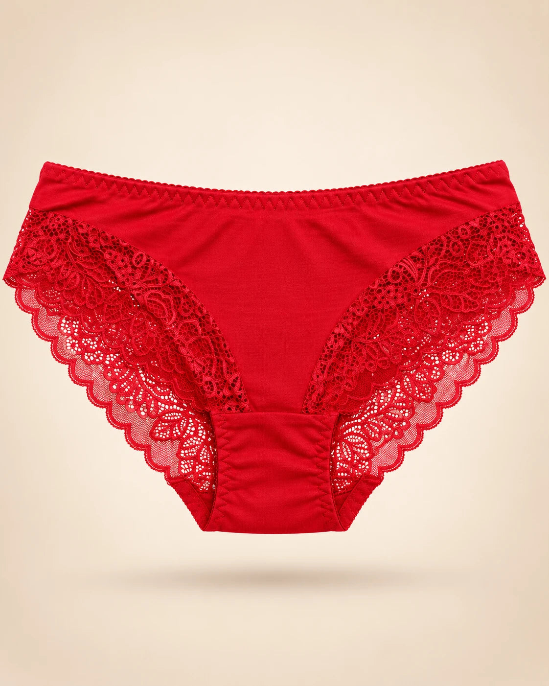 Lace back bikini brief in Red