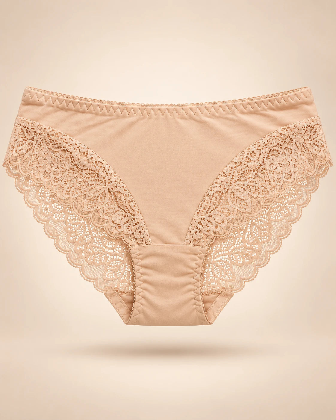 Lace back bikini brief in Skin