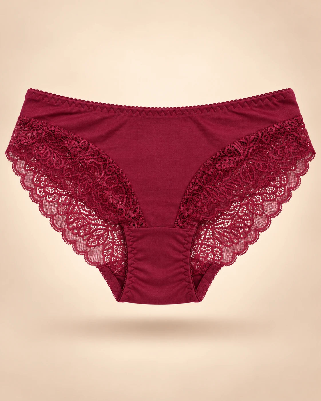 Lace back bikini brief in Wine