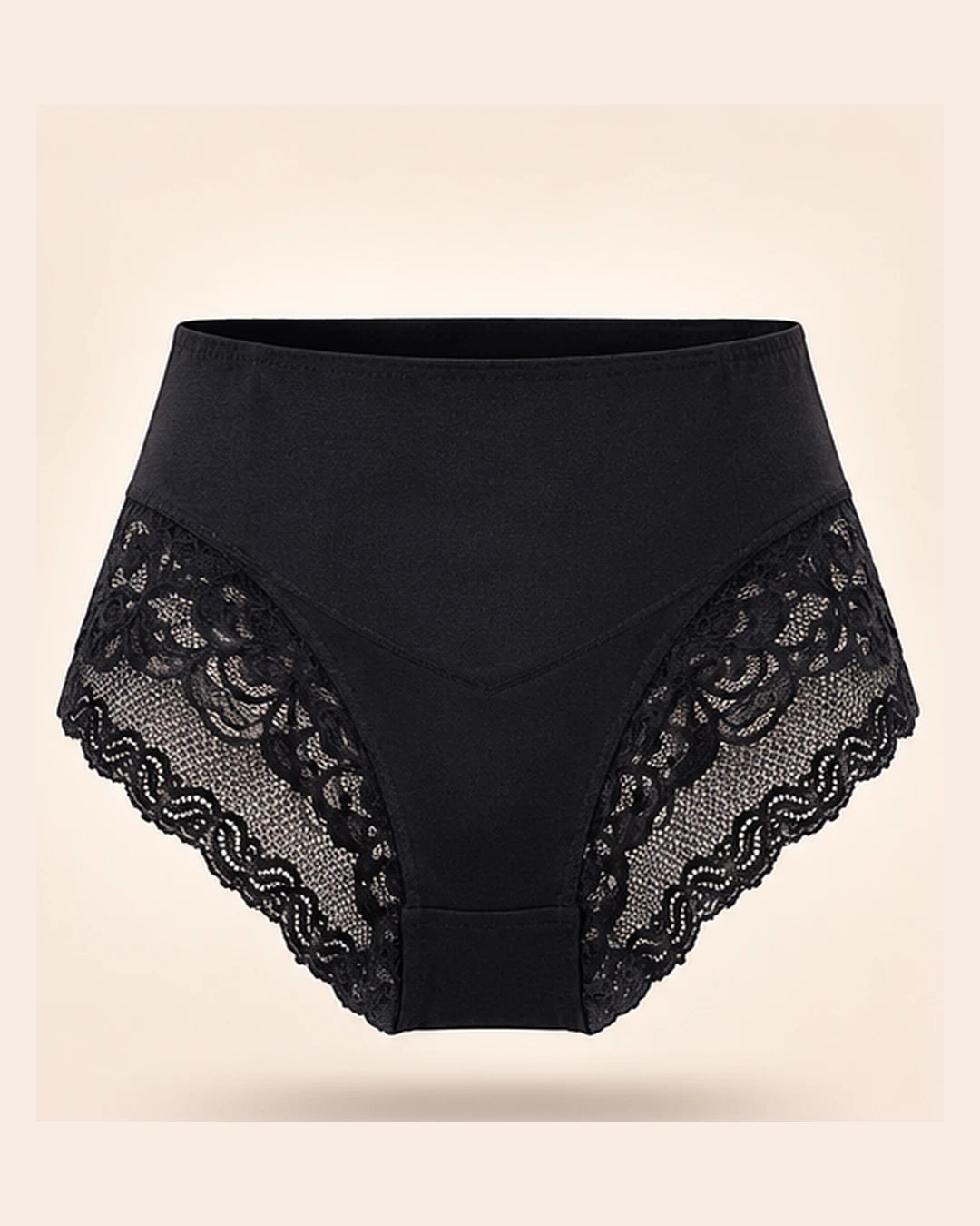 Lace side high-waist brief in Black