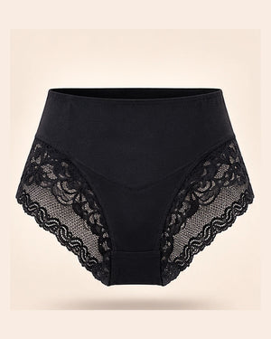 Lace side high-waist brief in Black