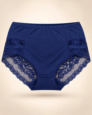 Lace side high-waist brief in Navy Blue