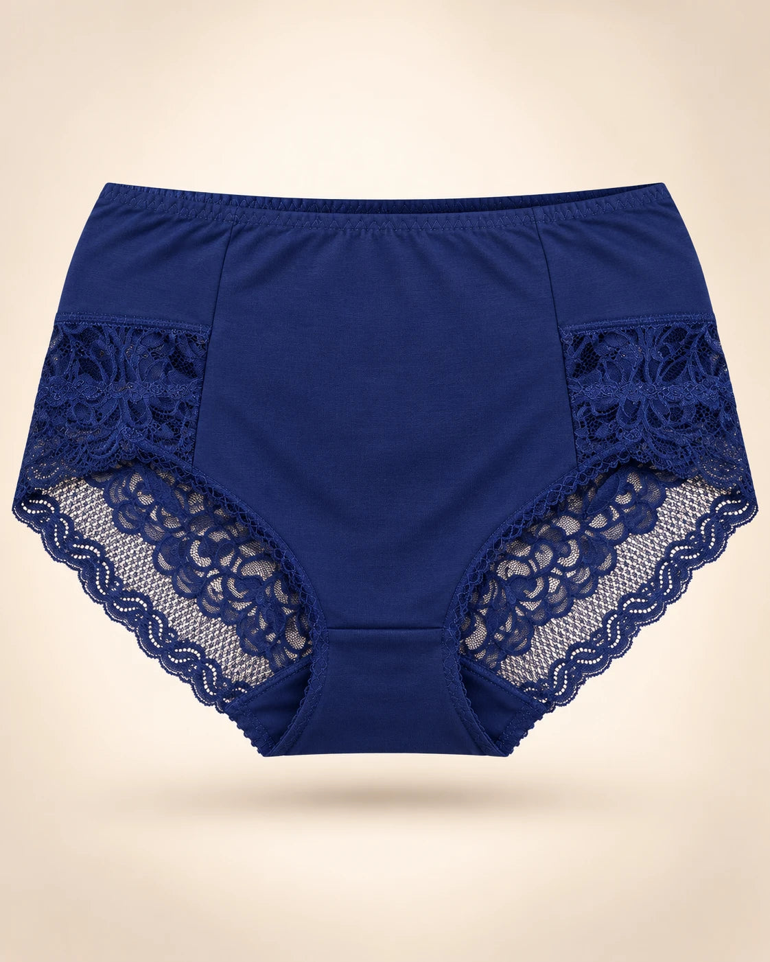 Lace side high-waist brief in Navy Blue