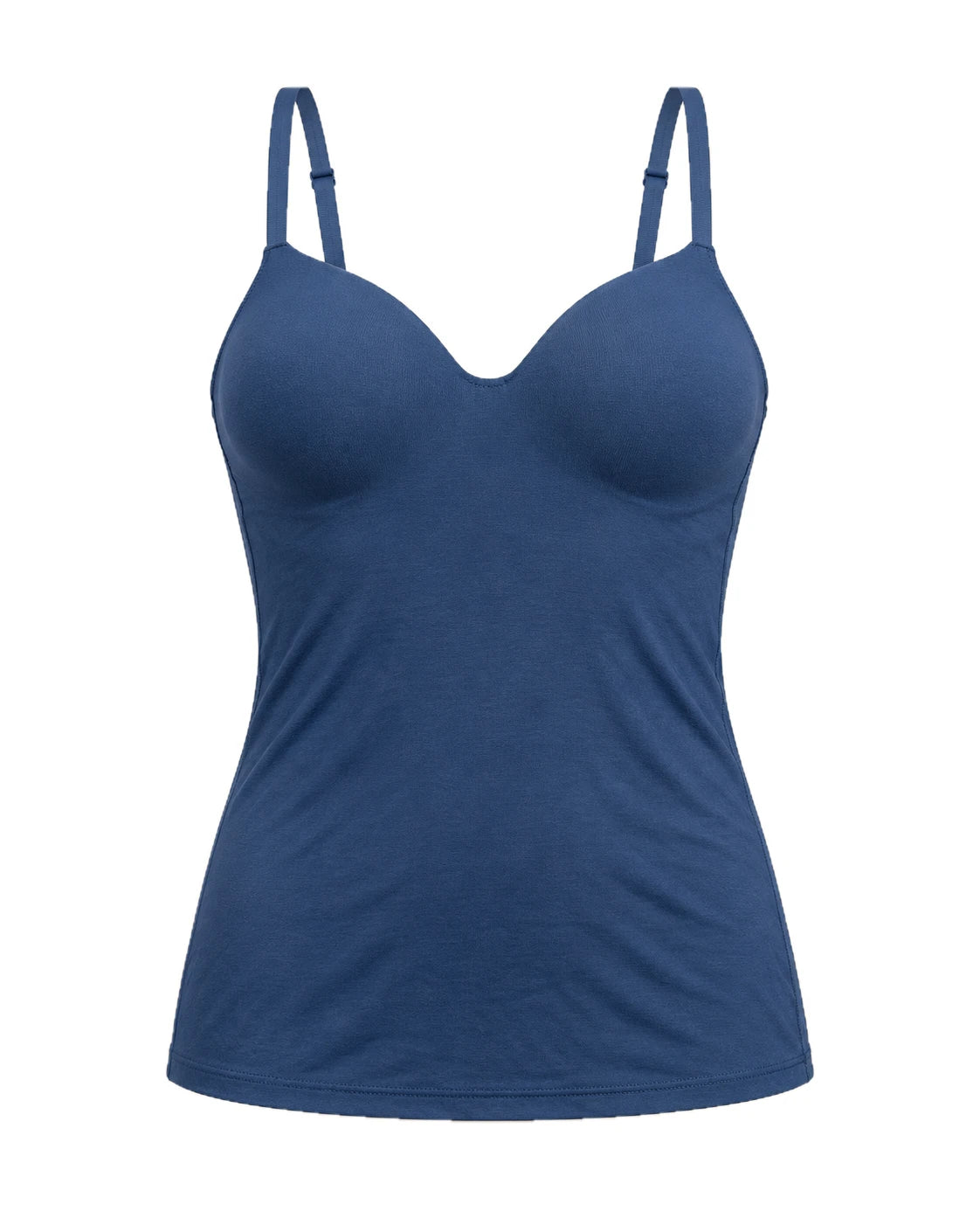 Padded camisole with built-in bra in Blue, front