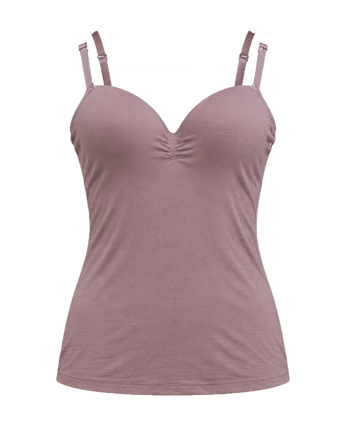 Padded camisole with built-in bra in Mauve, front