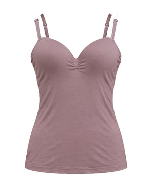 Padded camisole with built-in bra in Mauve, front