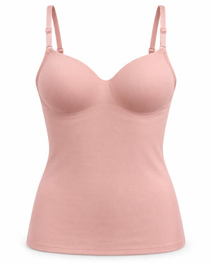 Padded camisole with built-in bra in Tea Pink, front