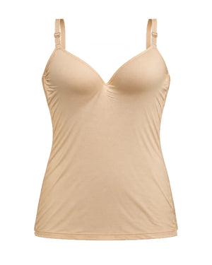 Padded camisole with built-in bra in Skin, front