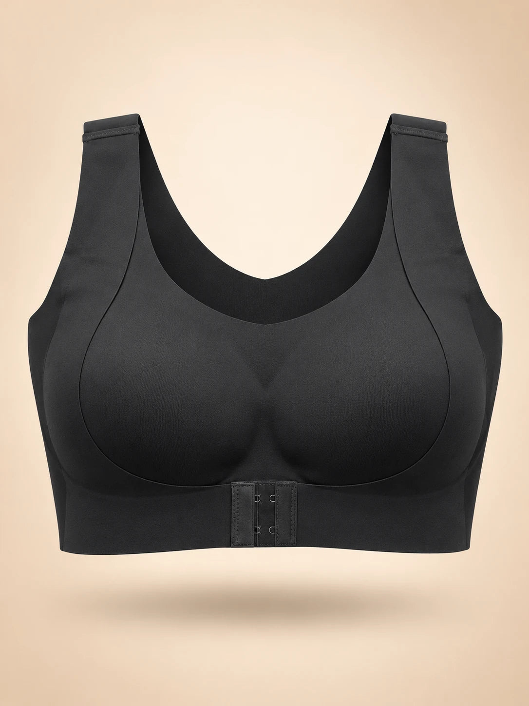 Front closure posture support bra in Black