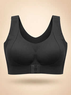 Front closure posture support bra in Black