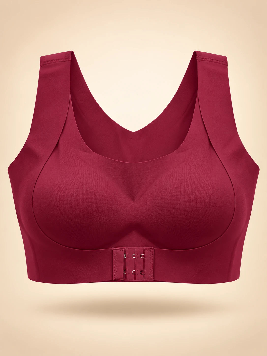 Front closure posture support bra in Wine