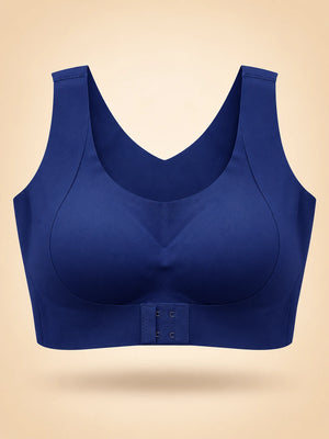 Front closure posture support bra in Navy Blue
