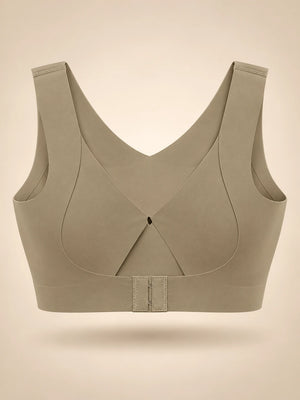 Posture support bra showing the crossed back support panel