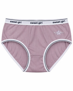 Sweet Girl Ribbed Cotton Brief - Mauve Pink