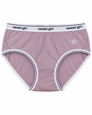 Sweet Girl Ribbed Cotton Brief - Mauve Pink