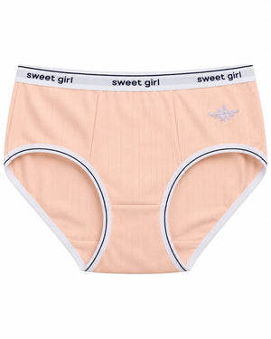 Sweet Girl Ribbed Cotton Brief - Peach