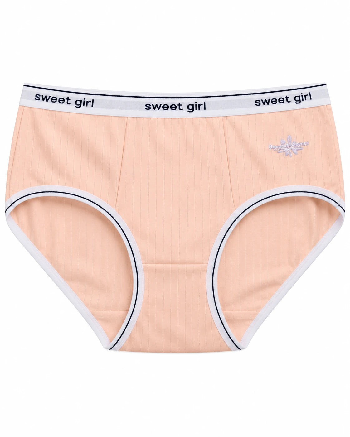 Sweet Girl Ribbed Cotton Brief - Peach