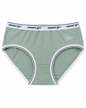 Sweet Girl Ribbed Cotton Brief - Sage Green