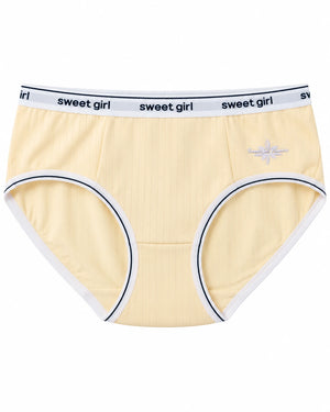 Sweet Girl Ribbed Cotton Brief - Butter Yellow